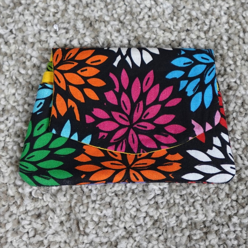 Handmade Floral Fabric Pocket Wallet Multi Color Snap Closure Card Holder